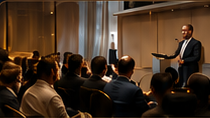 Regional business seminar with a speaker